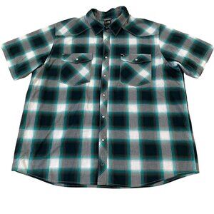 The North Face Men's Plaid Western Pearl Snap Short Sleeve Shirt XXL